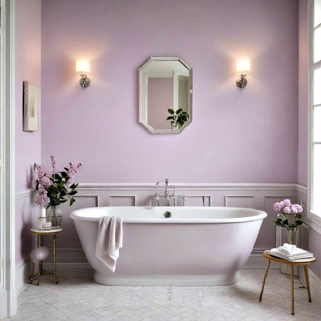 light lilac paint with silver accents - 40 Bathroom Paint Ideas