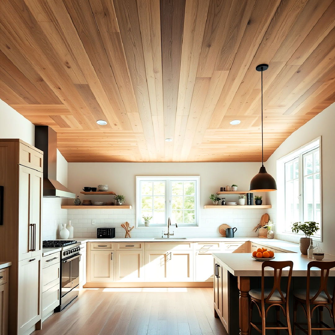 light oak wood ceiling for kitchen - 15 Wood Ceiling Kitchen Ideas