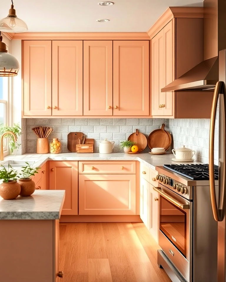 light peach kitchen cabinets - 40 Kitchen Cabinet Color Ideas