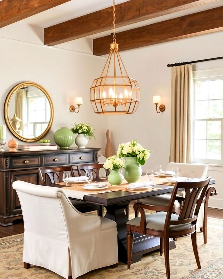 lighting fixtures for sage green dining room - 25 Sage Green Dining Room Ideas