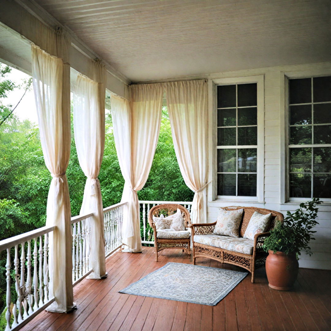 lightweight porch curtains - 40 Front Porch Ideas