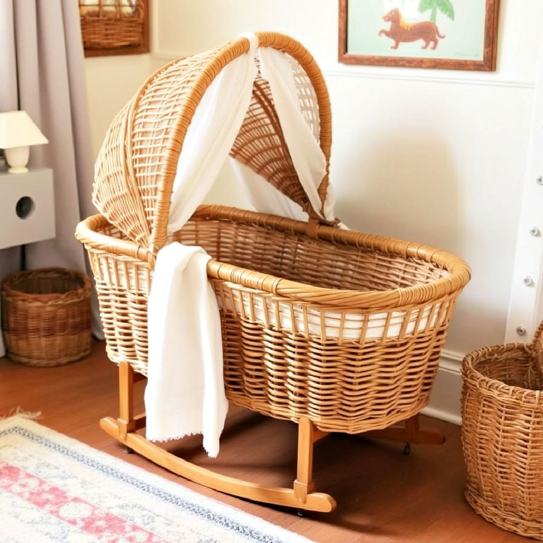 lightweight wicker bassinet - 25 Vintage Nursery Ideas