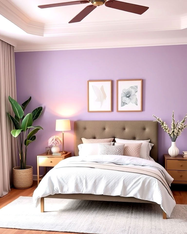 lilac accent wall for bedroom - 15 Lilac Bedroom Ideas