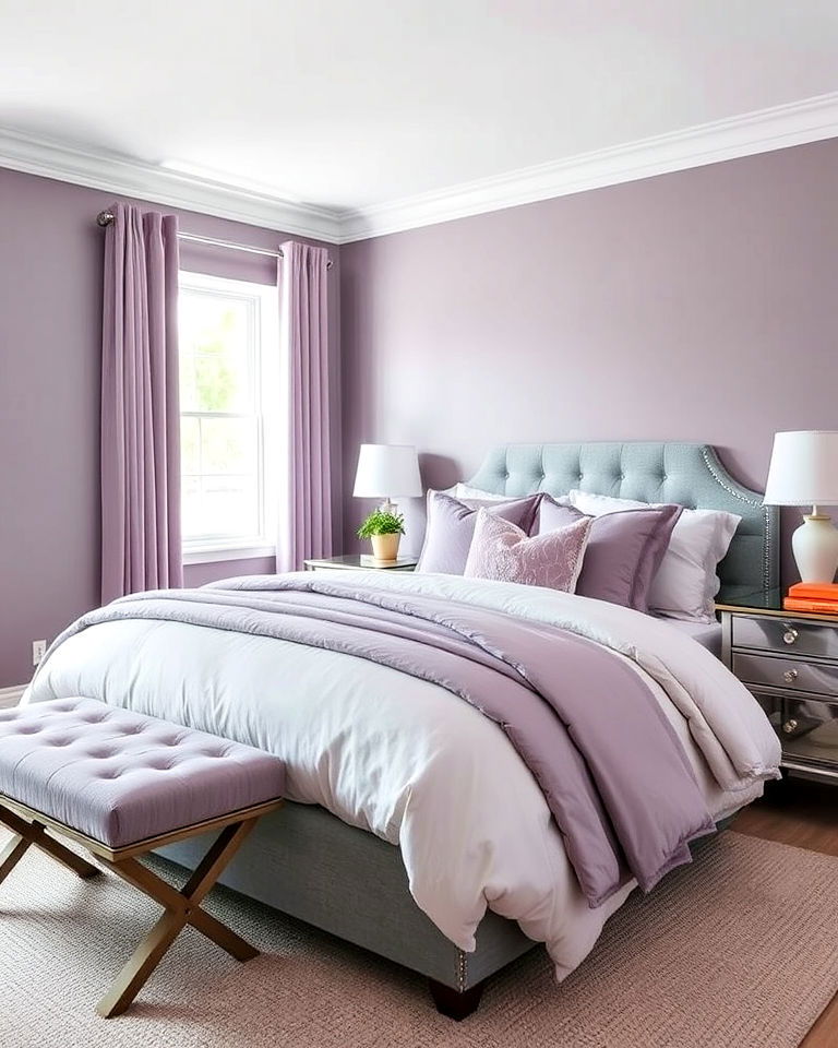 lilac and gray color scheme for bedroom - 15 Lilac Bedroom Ideas