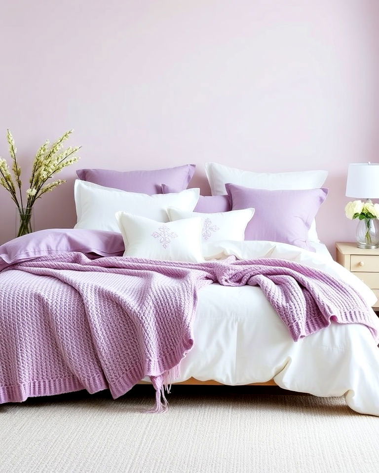 lilac and white bedding combo - 15 Lilac Bedroom Ideas