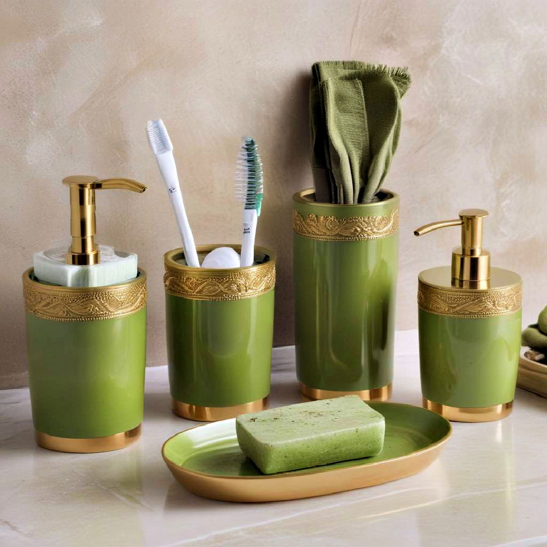 lime green accessories for bathroom - 20 Green and Gold Bathroom Ideas