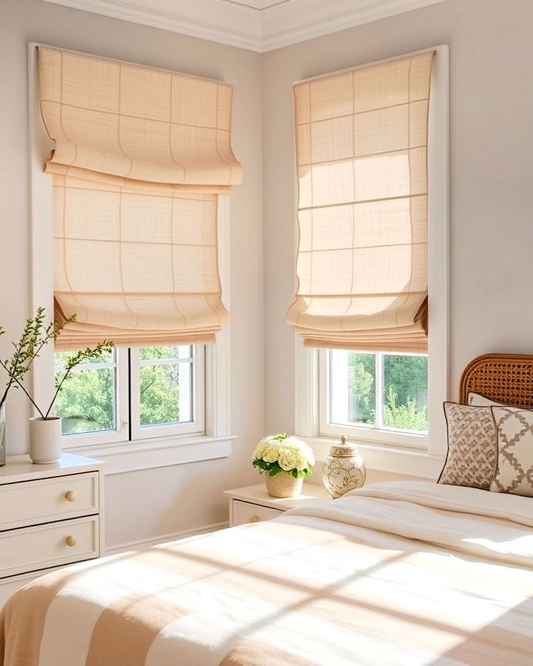 linen roman shades for mediterranean bedroom - 20 Mediterranean Bedroom Ideas