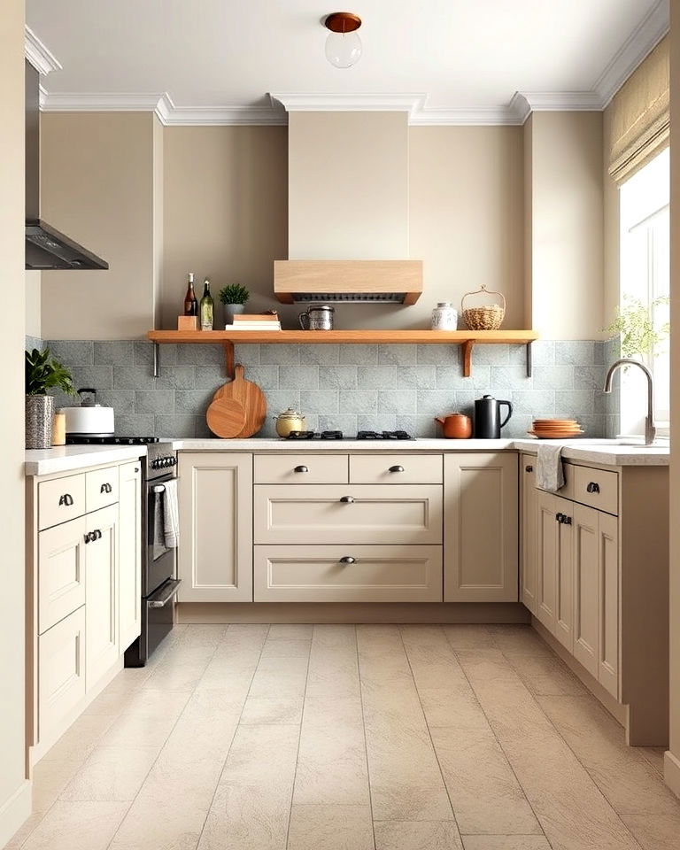 linoleum kitchen flooring in neutral hues - 20 Linoleum Kitchen Flooring Ideas