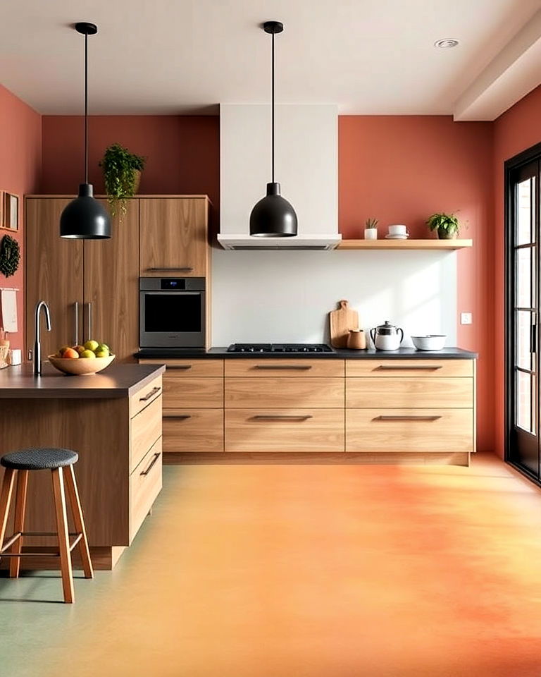 linoleum kitchen flooring with gradient color transition - 20 Linoleum Kitchen Flooring Ideas