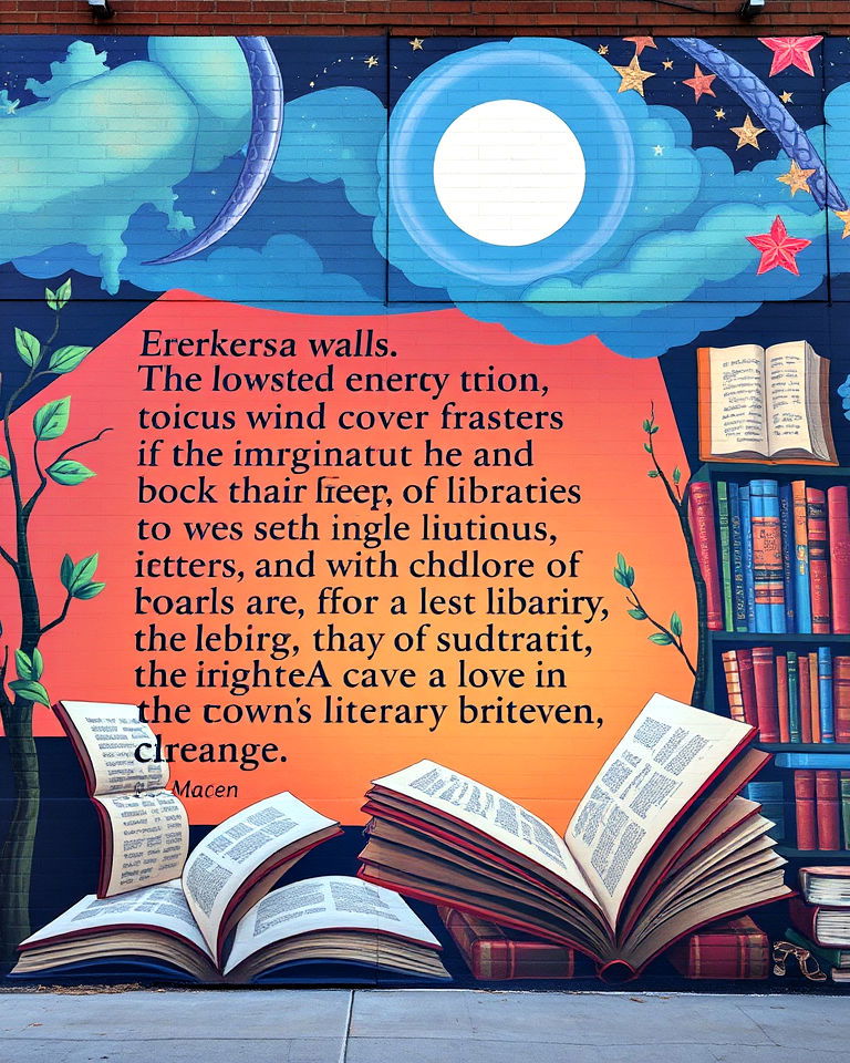 literary and poetic theme mural - 20 Small Town Murals