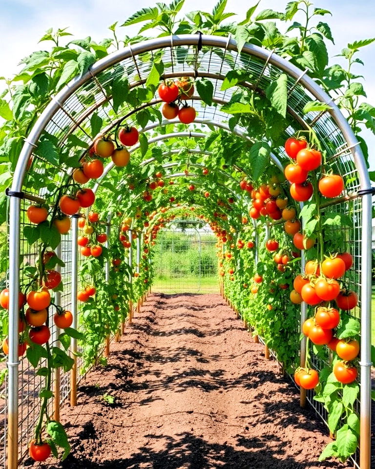 livestock panel tunnel trellis for tomato plants - 30 Tomato Trellis Ideas