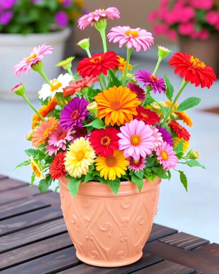 living bouquets in containers - 25 Zinnia Garden Ideas