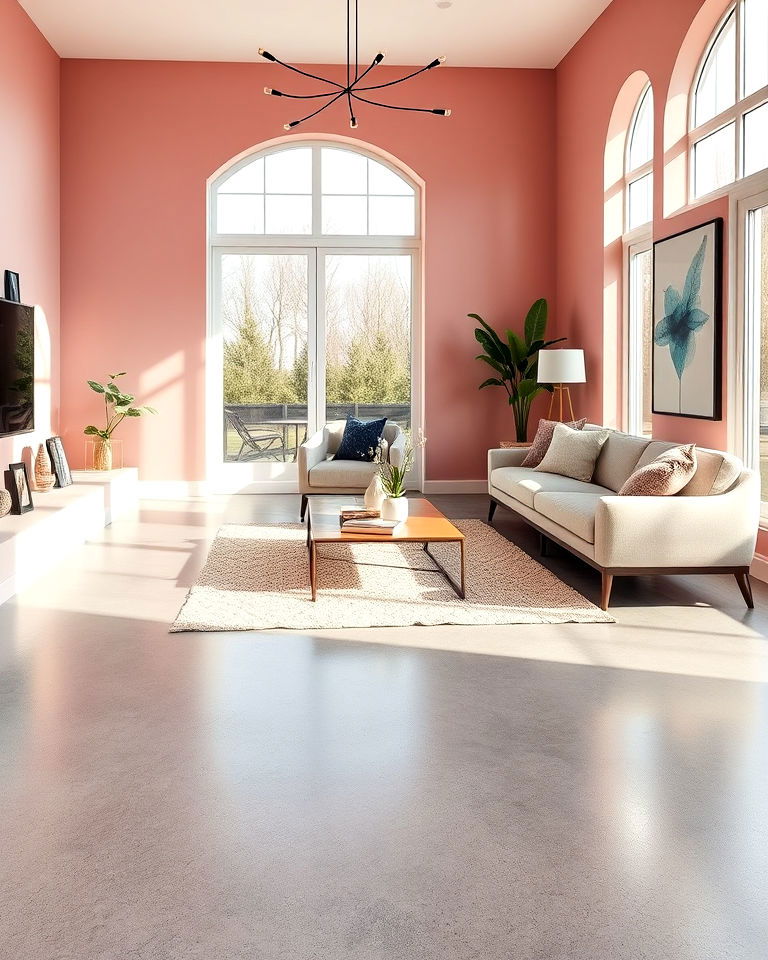 living room floor with micro topping - 20 Concrete Floor Living Room Ideas