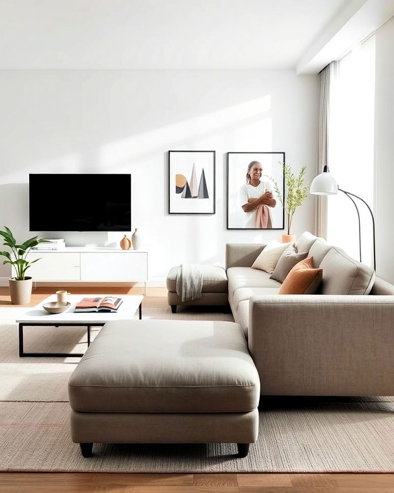 living room sectional with armrest storage - 30 Small Living Room Sectional Layout Ideas