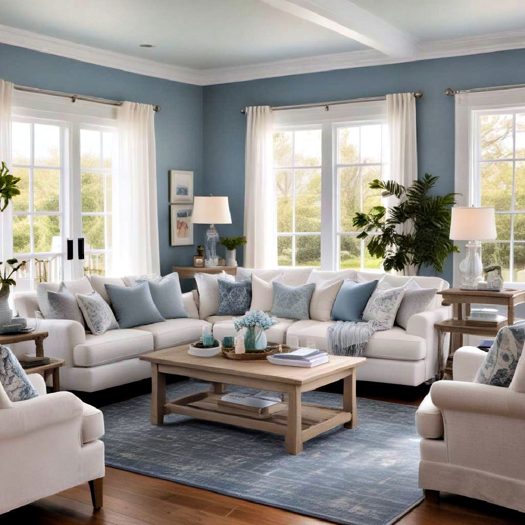 living room with coastal serenity paint color - 40 Blue-gray Paint Colors