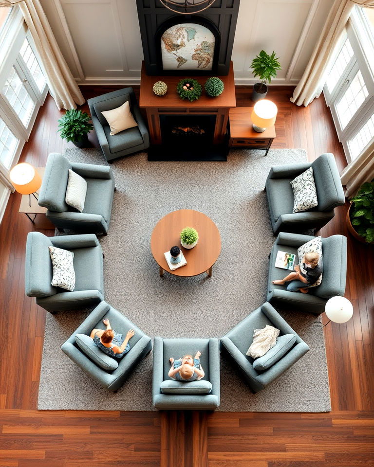 living room with conversation centric layout - 25 Living Room Layout Ideas