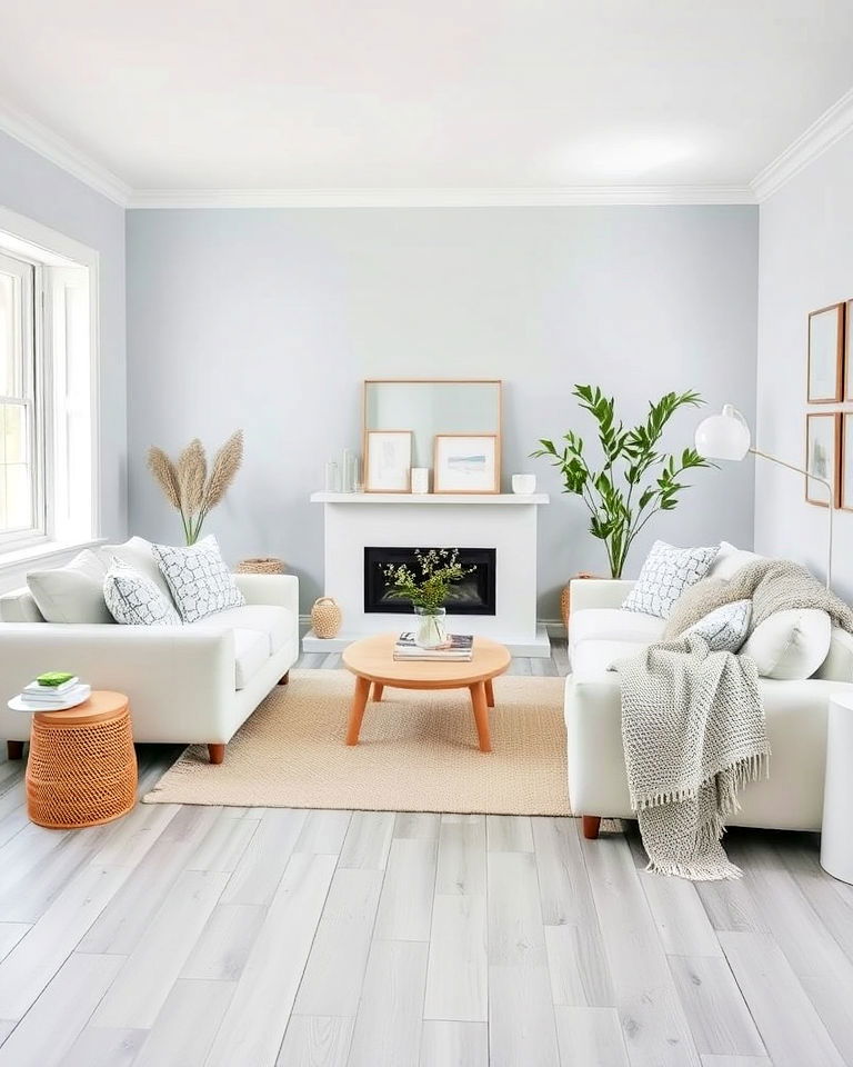 living room with scandinavian inspired design - 20 Grey Floor Living Room With Blue Walls Ideas
