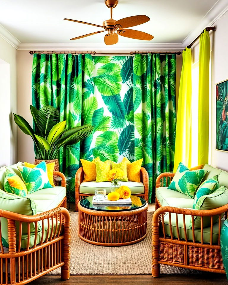 living room with tropical vibes - 20 Blue and Green Living Room Ideas
