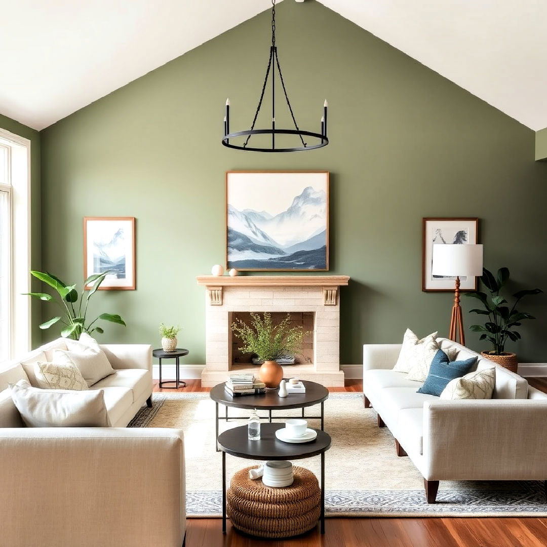 living space with sage green paint color - 40 Sage Green Paint Color Ideas