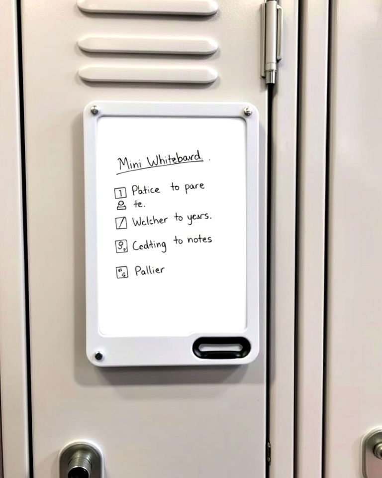 locker decor with mini whiteboard - 30 Locker Decor Ideas