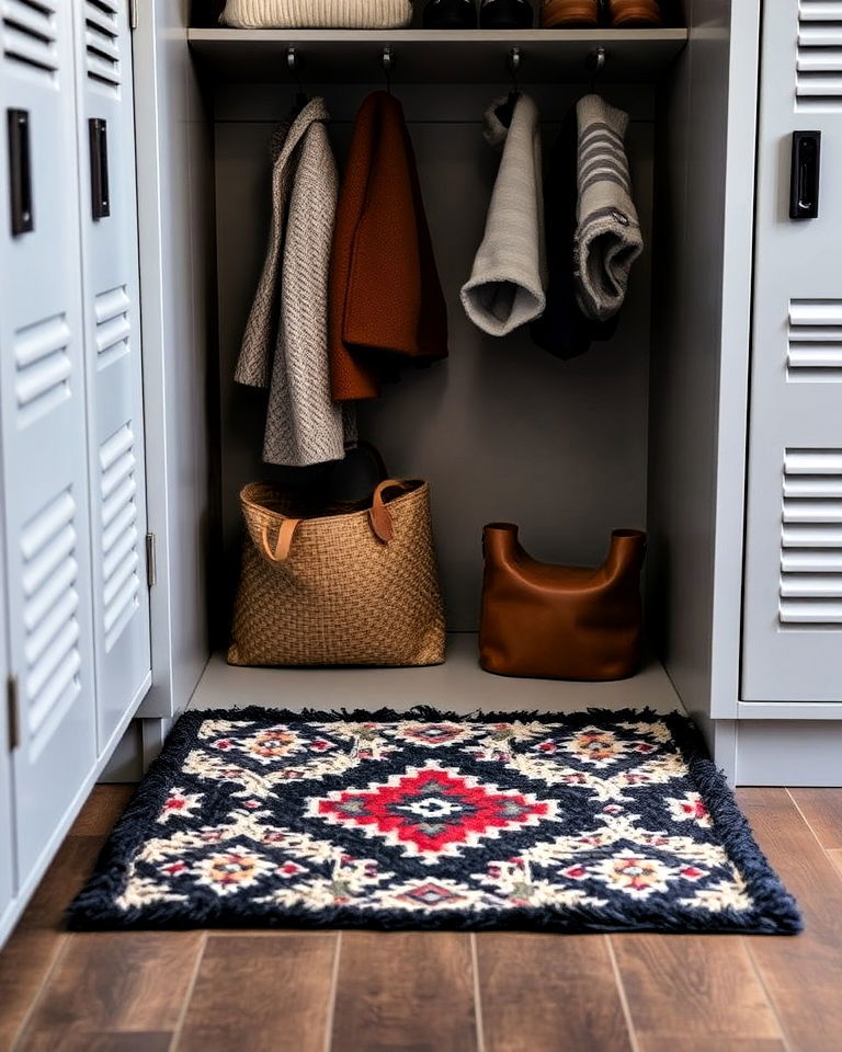locker rug to add comfort - 30 Locker Decor Ideas