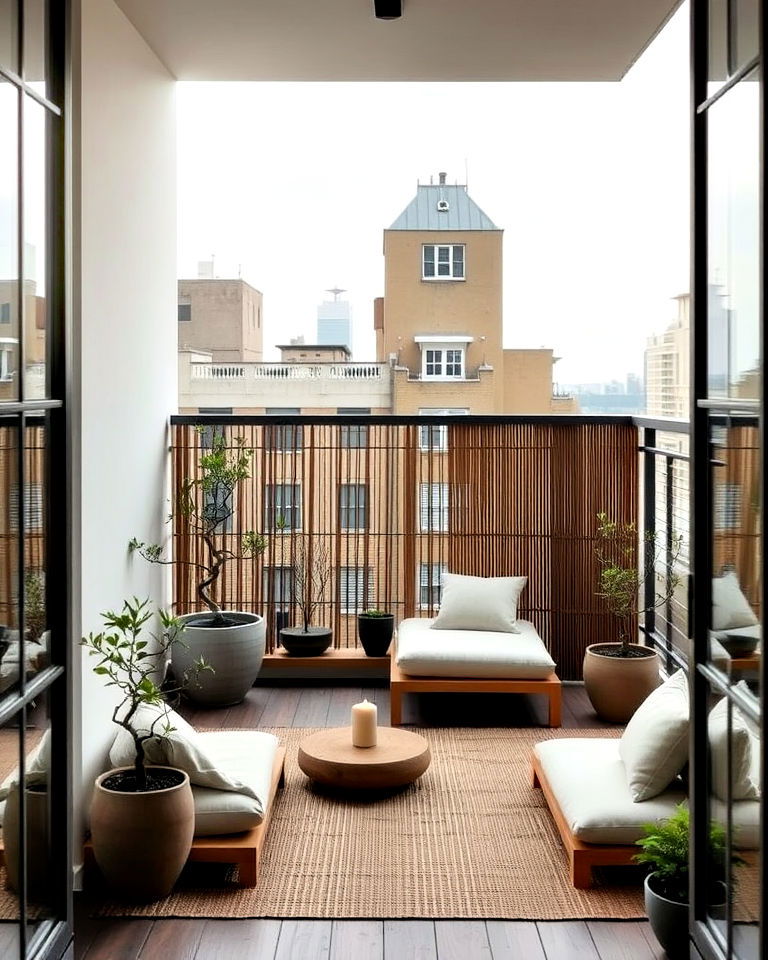 loft balcony with minimalist zen corner - 20 Loft Balcony Ideas