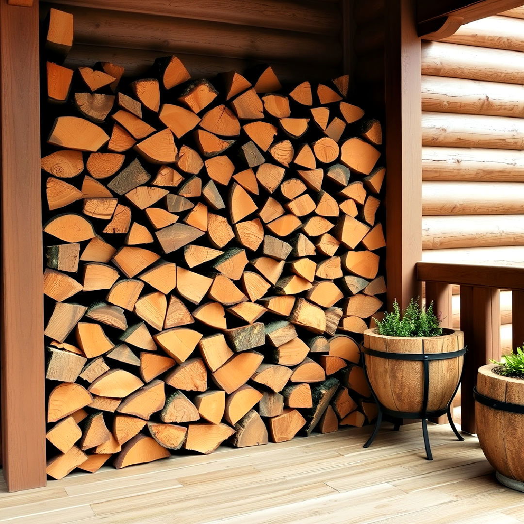 log stack display for rustic charm - 25 Rustic Front Porch Ideas