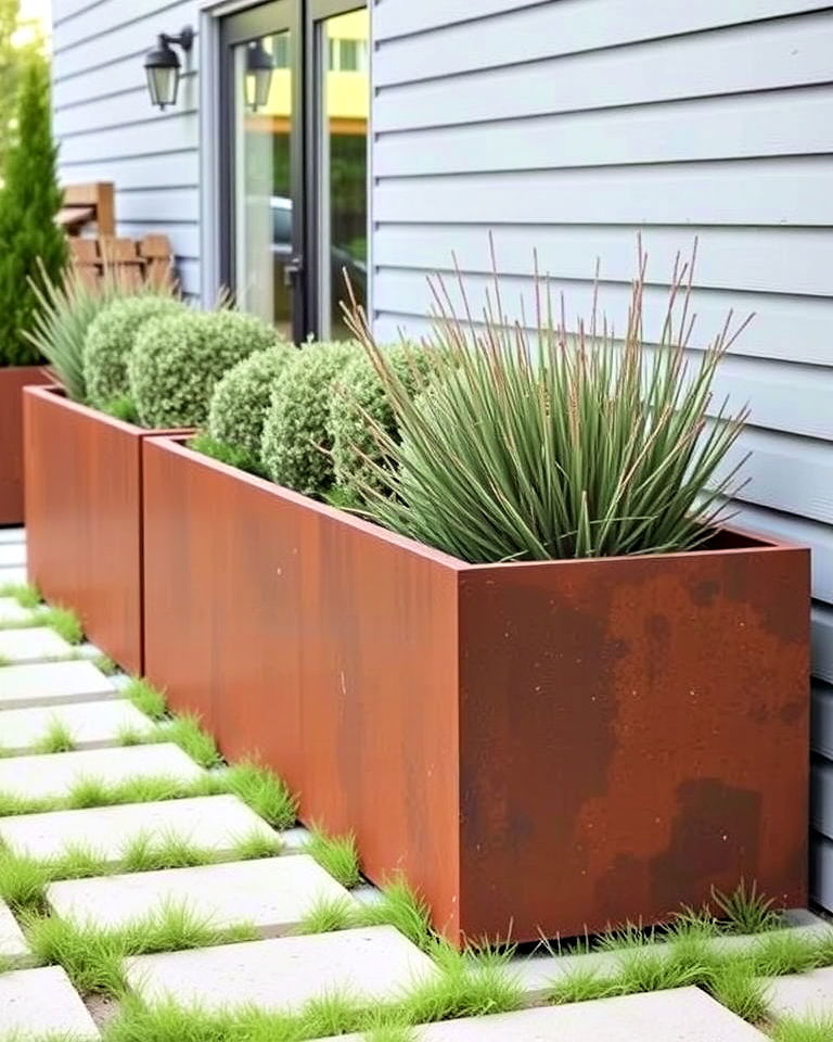 long lasting corten steel planters - 30 Planter Box Ideas