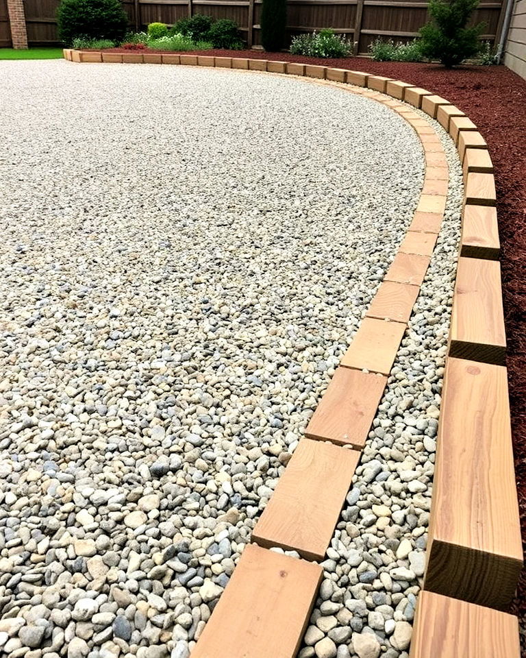 long lasting timber sleepers for gravel driveway - 25 Gravel Driveway Edging Ideas