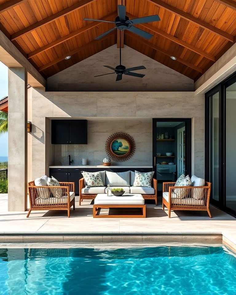 lounge area for poolside outhouse - 20 Luxury Outhouse Ideas