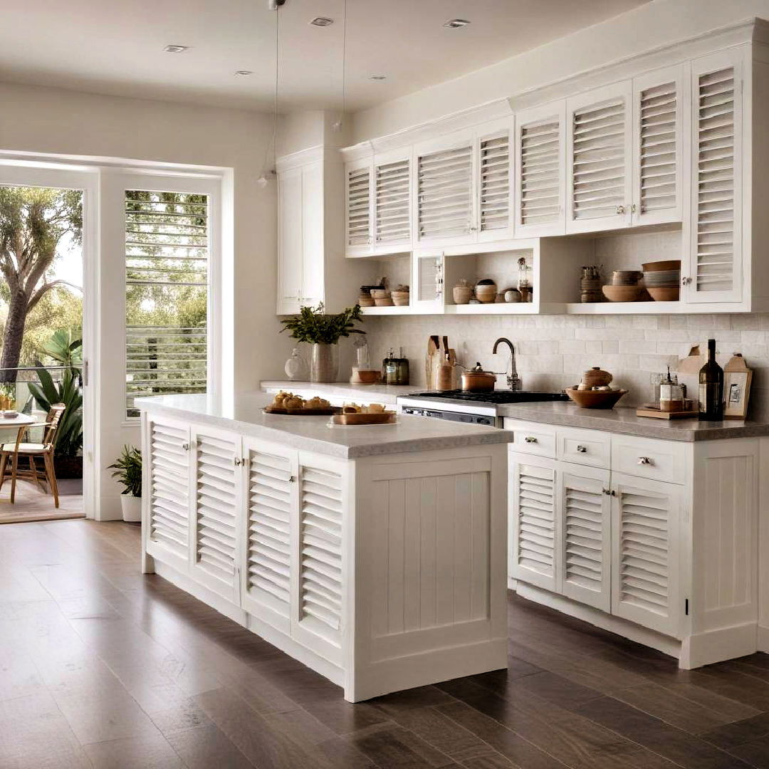 louvered cabinets for kitchen - 15 Off-white Kitchen Cabinets
