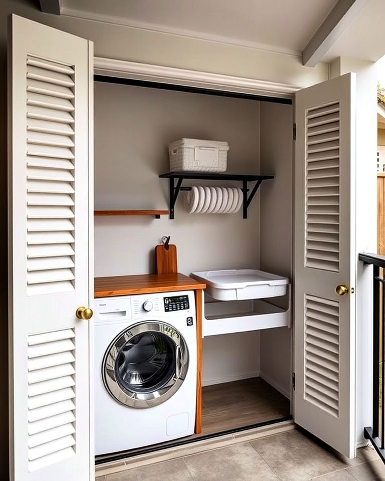 louvered panels for outdoor laundry space - 30 Outdoor Laundry Room Ideas