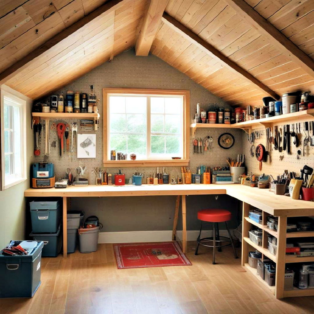 low ceiling functional workshop idea - 30 Low Ceiling Small Attic Room Ideas
