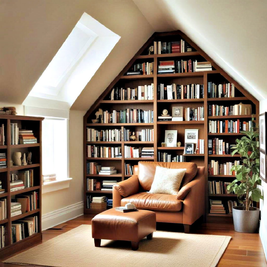 low ceiling mini library for book lovers - 30 Low Ceiling Small Attic Room Ideas