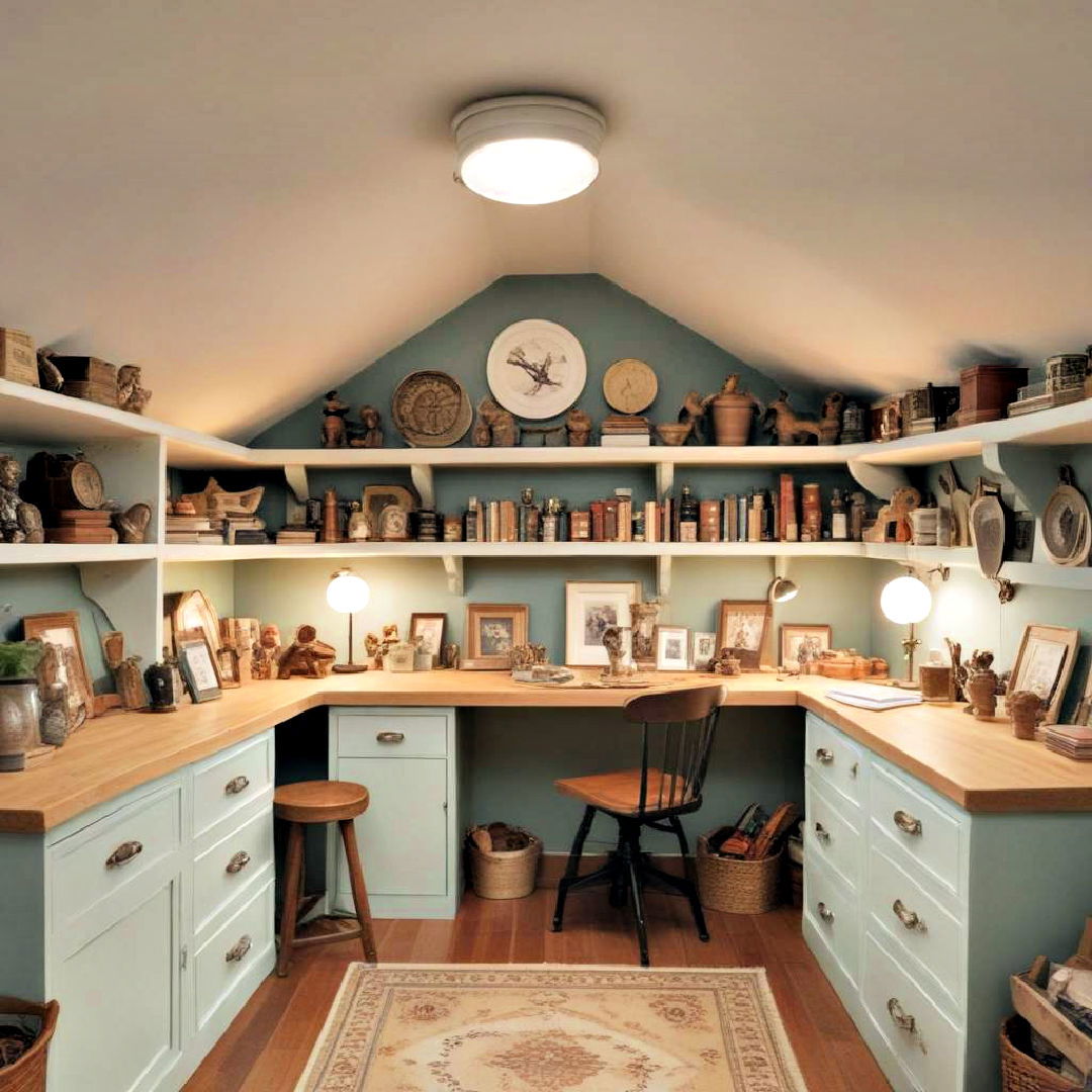 low ceiling small attic room as collectors nook - 30 Low Ceiling Small Attic Room Ideas