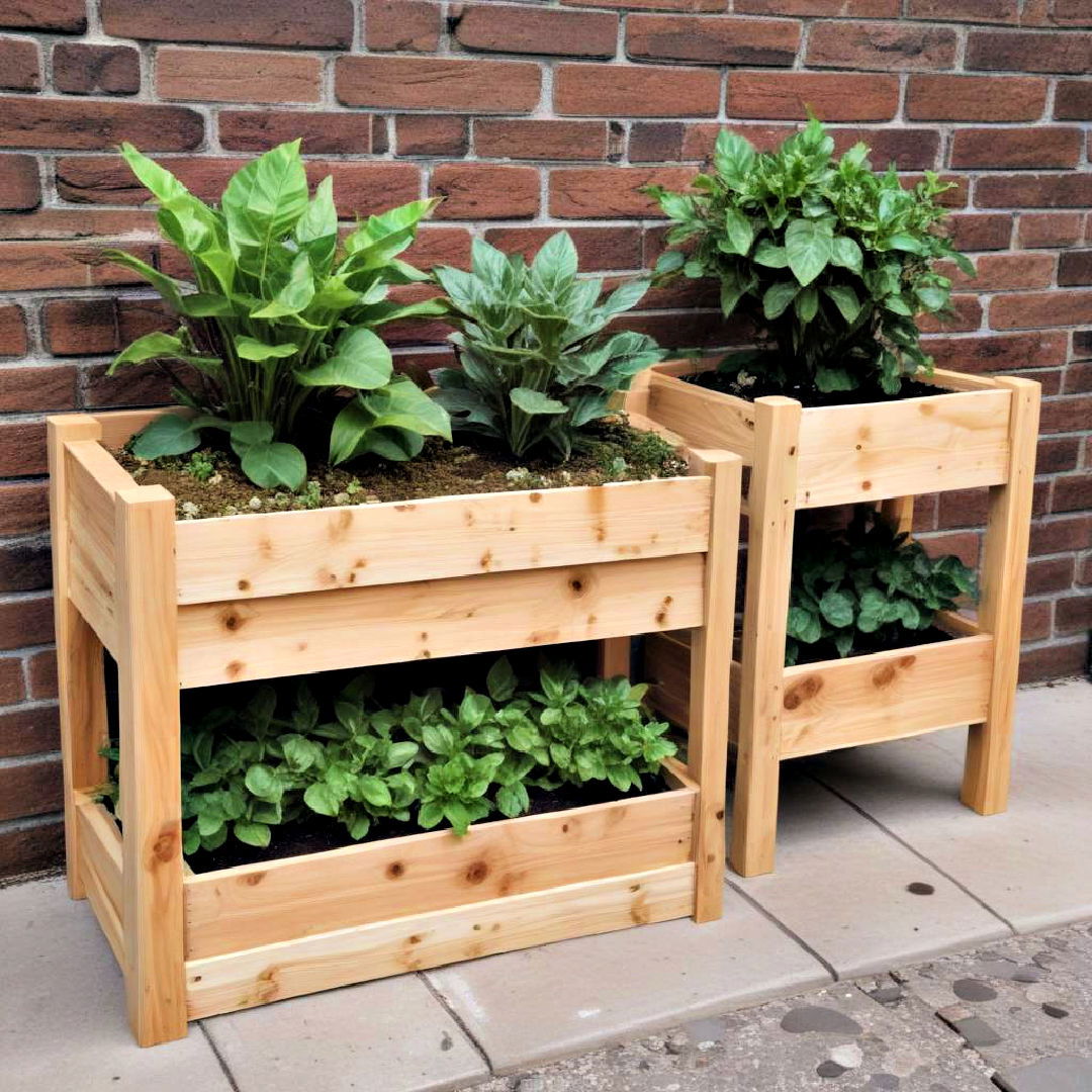 low cost DIY planter boxes - 40 Small Patio Ideas on a Budget