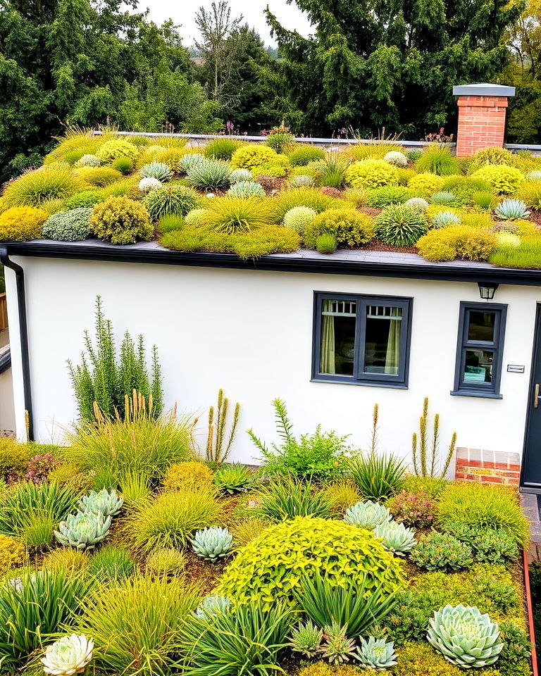 low growing eco friendly mixed plant roof - 20 Houses With Green Roofs