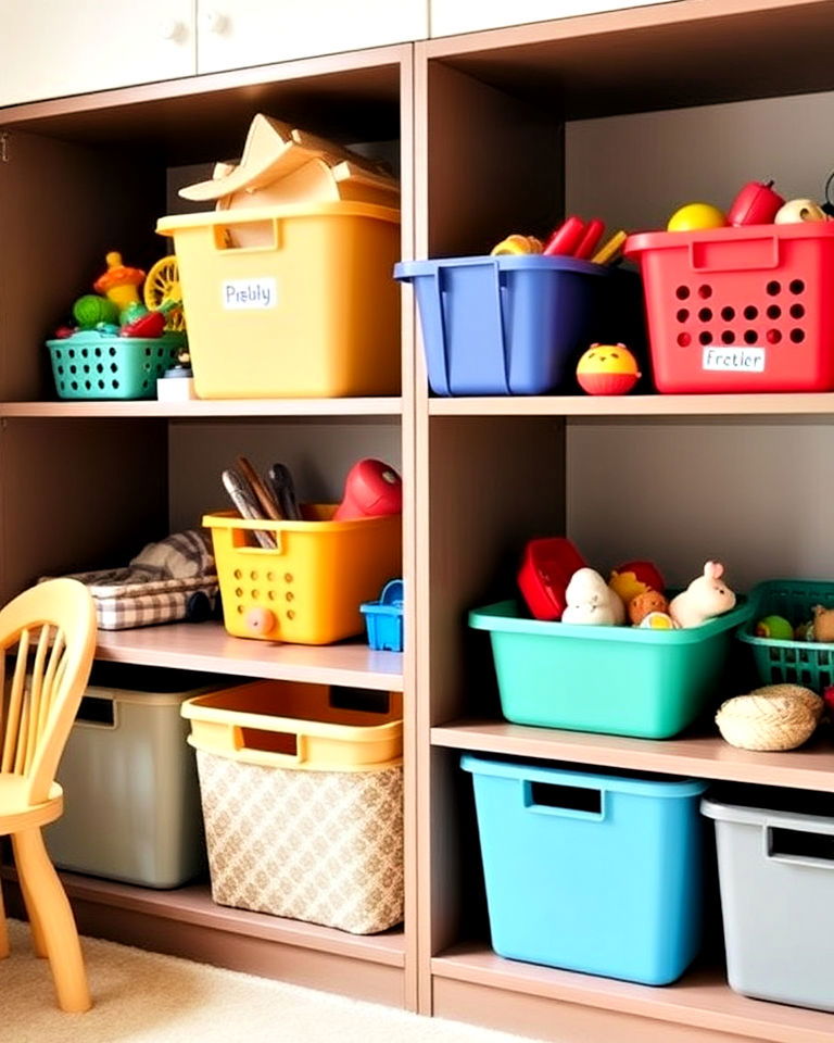 low level toy storage for toddler room - 40 Toddler Room Ideas