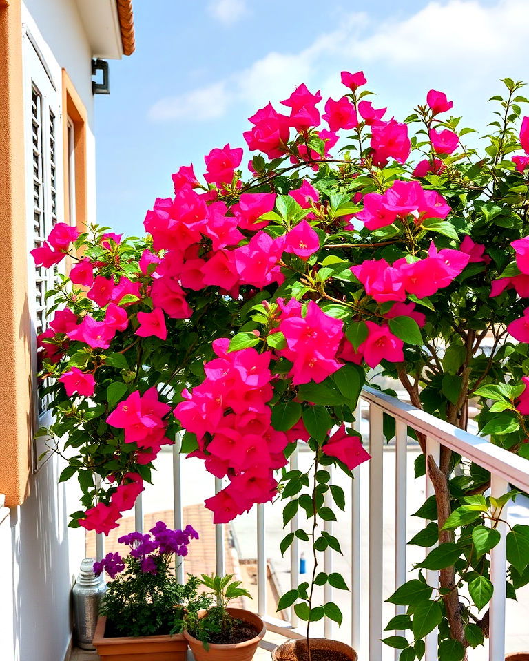 low maintenance bright bougainvillea - 20 Mediterranean Balcony Ideas
