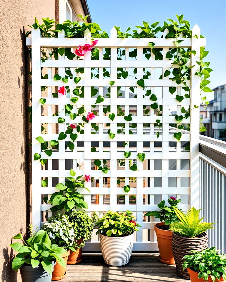 low maintenance decorative pvc trellis - 20 Balcony Trellis Ideas
