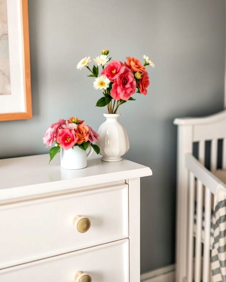 low maintenance faux flower arrangement - 15 Floral Nursery Ideas