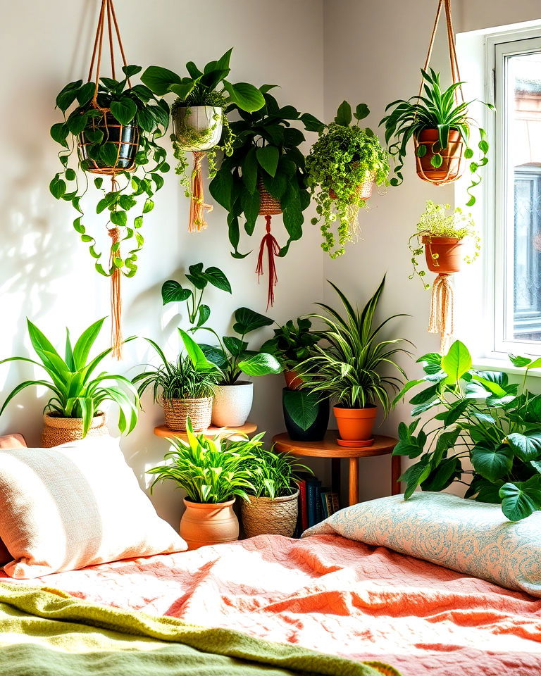 low maintenance indoor plants - 25 Hippie Bedroom Ideas