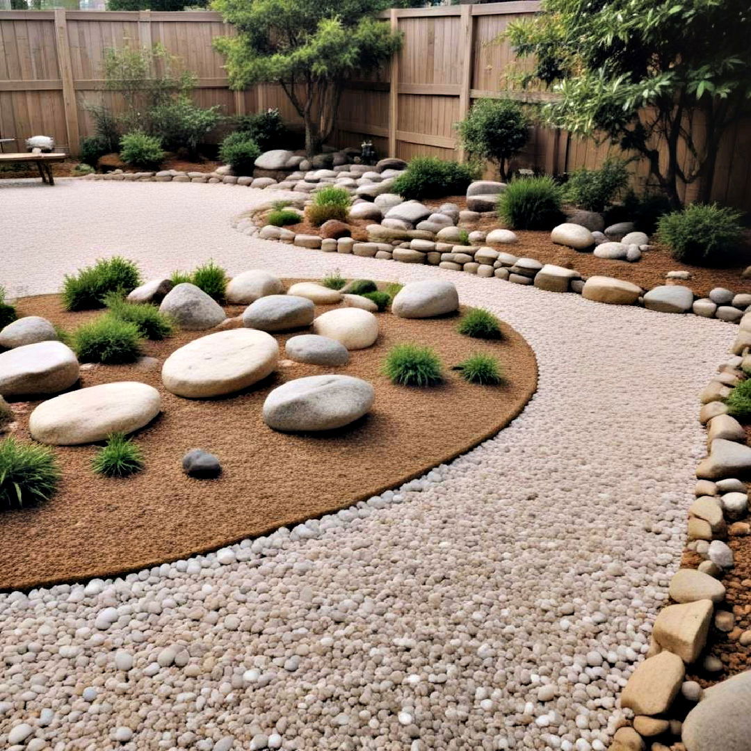 low maintenance landscape with rock zen garden - 30 Front Yard Landscaping Ideas With Rocks and Mulch