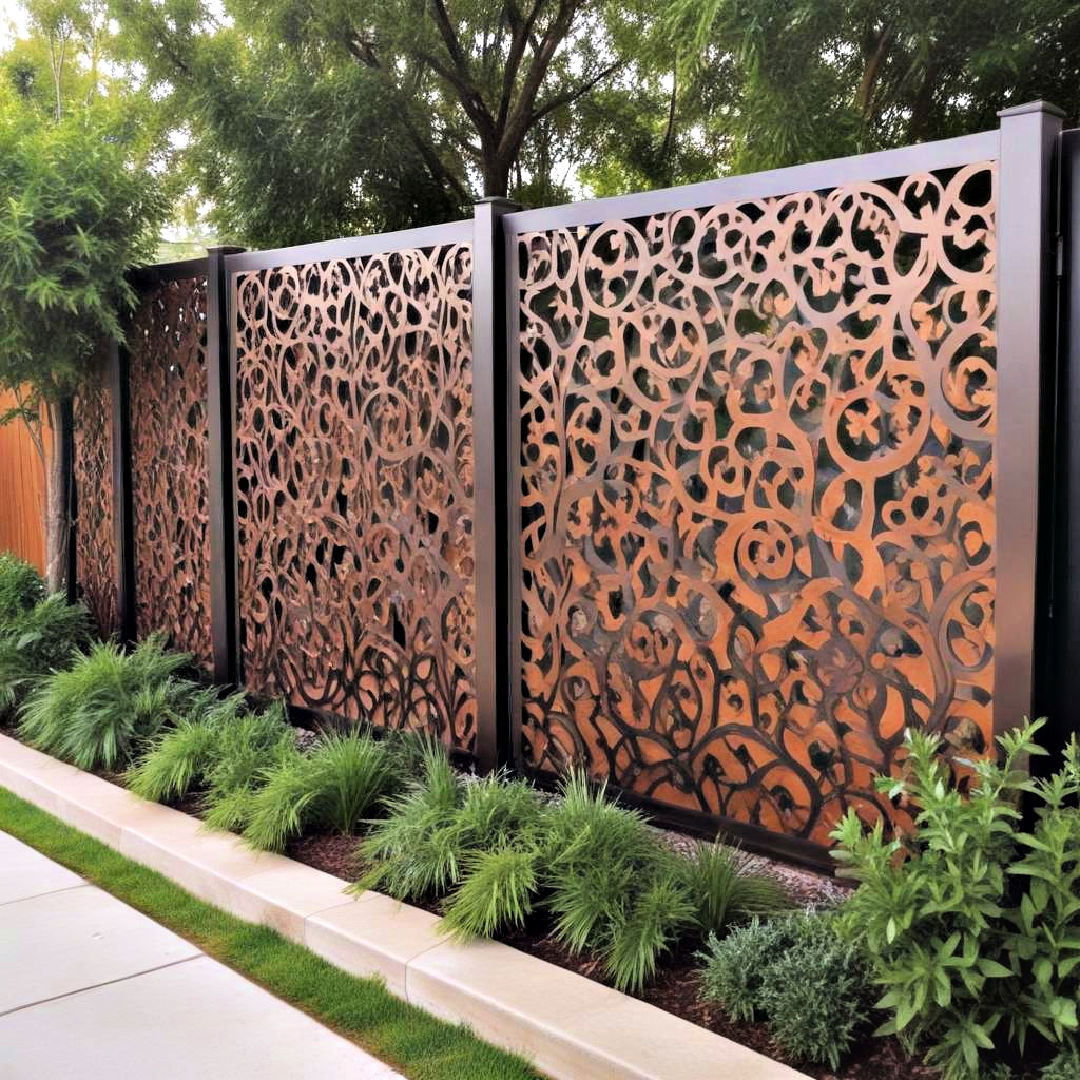 low maintenance metal panels - 25 Decorative Fence Ideas