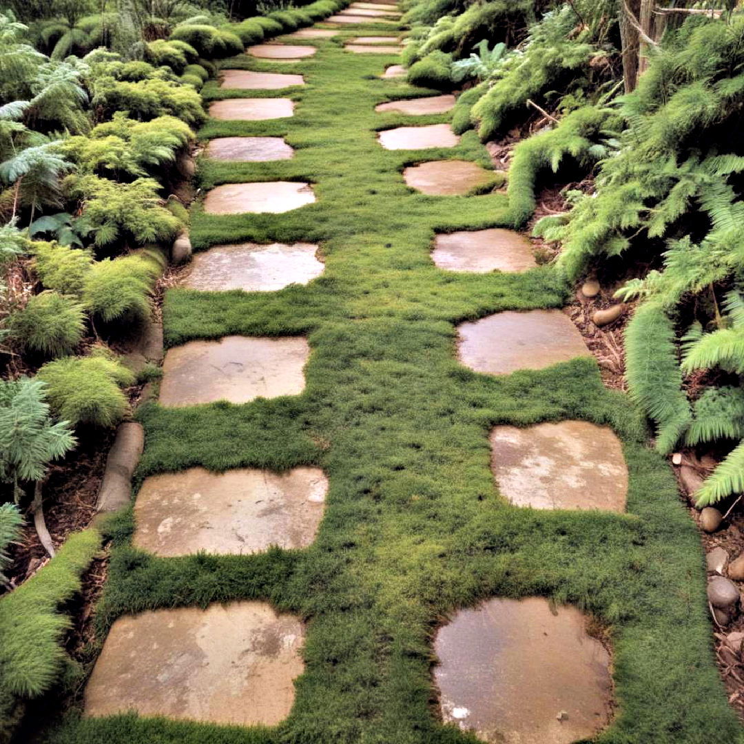 low maintenance moss pathway - 40 Backyard Walkway Ideas