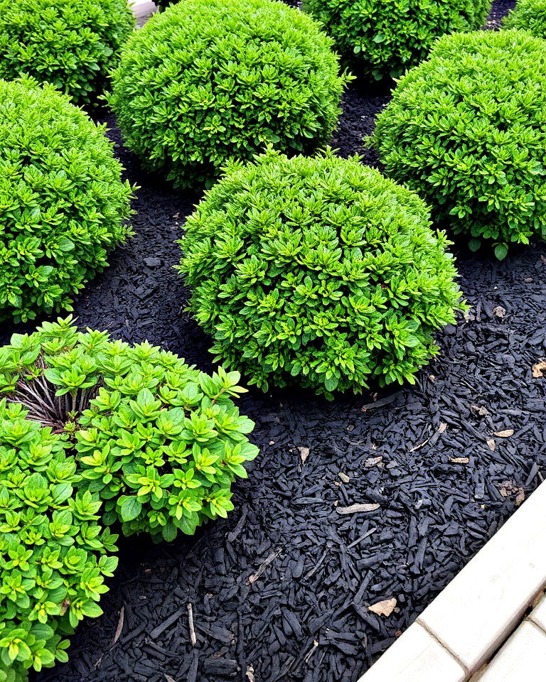 low maintenance shrub beds with black mulch - 25 Black Mulch Landscaping Ideas