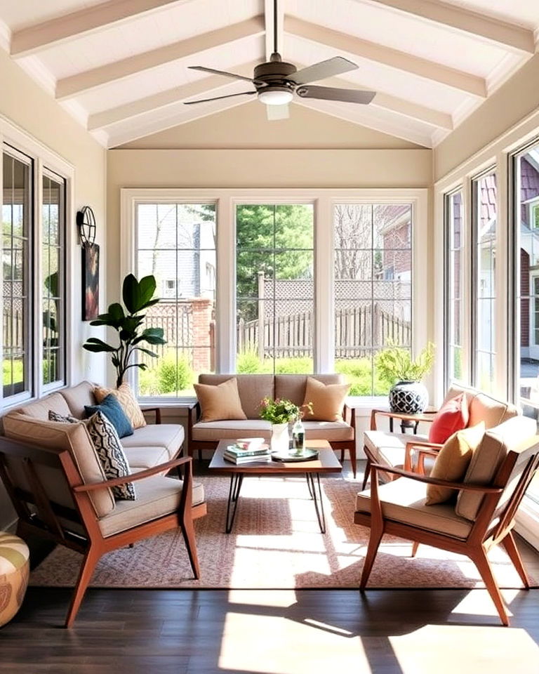 low slung furniture for mid century modern sunroom - 20 Mid-century Modern Sunroom Ideas