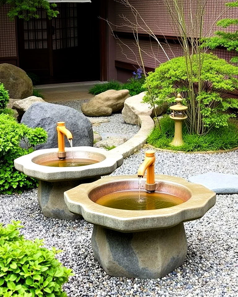 low standing stone basins - 40 Japanese Garden Ideas