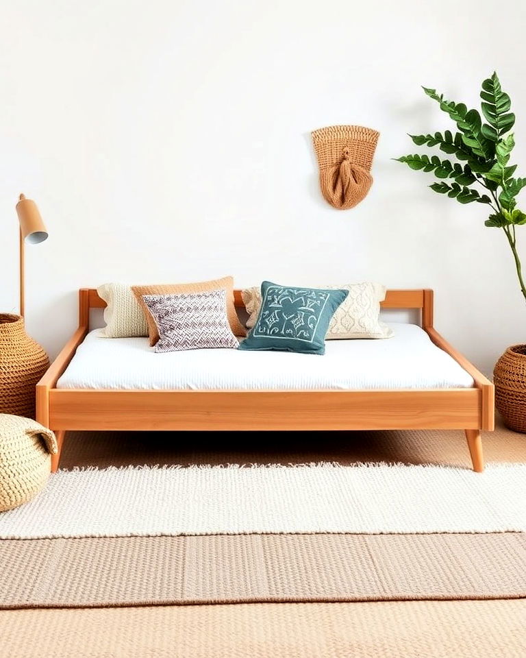 low wooden bed frames for boho toddler room - 20 Boho Toddler Room Ideas
