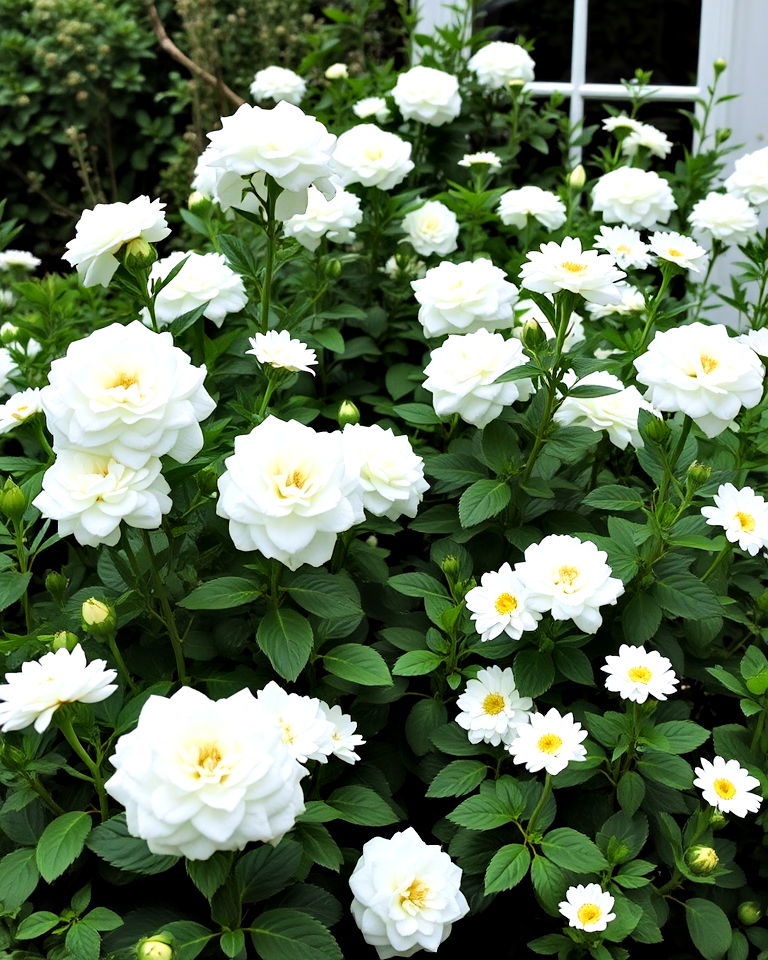 lush greenery paired with white blooms - 30 Garden Colour Schemes